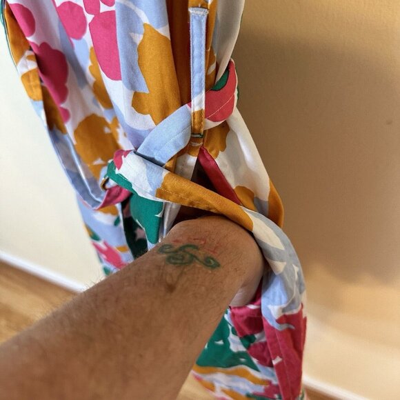 Free Assembly Womens Mini Knee Length Dress Floral Multicolor Cotton Small Belt - Picture 6 of 12